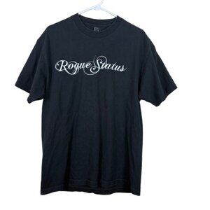 Rogue Status Script Logo T-Shirt Black Sz L Streetwear Y2K Skate Graphic Tee